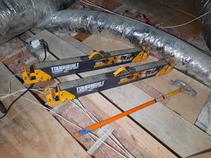 lot 233 image: (2) ToughBuilt Sawhorses Jobsite Tables, C550 Klein Tools Conduit Bender