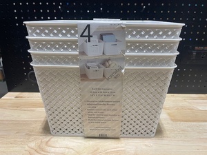 Basketweave Bins Plastic 4 Count