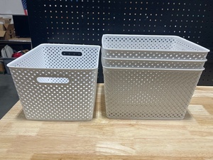 Basketweave Bins Plastic 4 Count