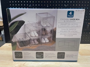 Stackable Shoe Box & Organizer 4 Pack