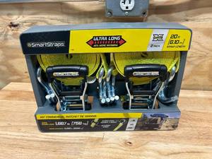 lot 41 image: SMARTSTRAPS Pack of 2- 20 ft Commercial Ratchet Tie Downs