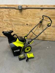 lot 47 image: RYOBI 18 40V Cordless Snow Blower with Battery and Charger
