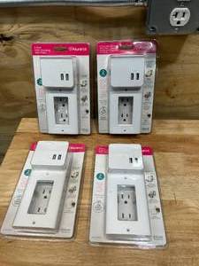 lot 100 image: ALURATEK Lot of 4- 2-Port USB Charging Wall Plates