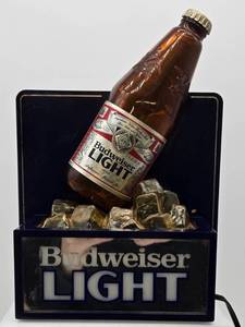 lot 21 image: Vintage BUDWEISER LIGHT Beer Lighted Bottle on Ice