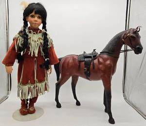 lot 22 image: Paradise Galleries Native American Doll & Her Stallion 