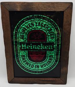 lot 34 image: Vintage Heineken Beer Glitter Effect Mirror Sign