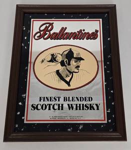 lot 28 image: Vintage BALLANTINES Scotch Whisky Wall Mirror