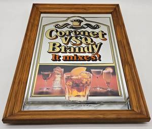 lot 36 image: Vintage CORONET VSQ Brandy Mirrored Wall Sign