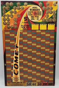 lot 17 image: Vintage COMET 5 Cent Gold Seals Punch Board Gambling Stimulator