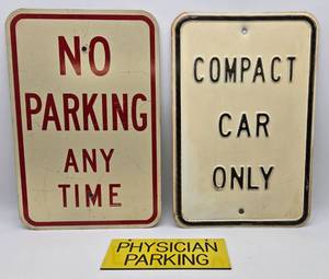 lot 61 image: 3 Vintage Street & Parking Signs