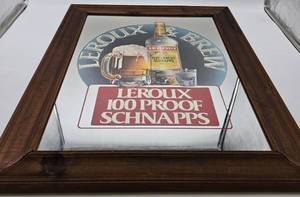 lot 67 image: Vintage LEROUX Schnapps Mirrored Bar Sign