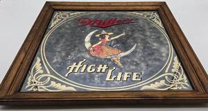 lot 60 image: Vintage MILLER HIGH LIFE Mirrored Wall Sign