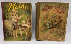 lot 91 image: Vintage Childrens Books All Aboard for Sunrise Lands & Heidi