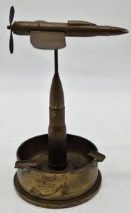 lot 38 image: Vintage Flying TRENCH ART Airplane Ashtray WWII