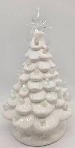 lot 151 image: White Ceramic 12 Christmas Tree Lights Up