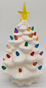 lot 152 image: Ivory Ceramic 10 Christmas Tree wColored Lights