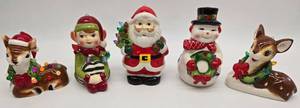 lot 15 image: Mr Christmas 5pc Light Up Ceramic Ornaments