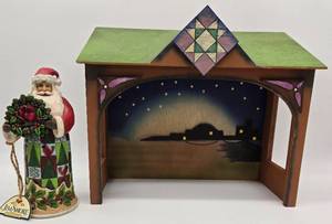 lot 159 image: JIM SHORE Nativity Creche  Stable with Santa Figurine
