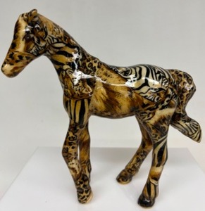 lot 83 image: La Vie Safari Jungle Patchwork glazed horse statue