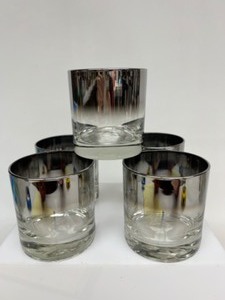 lot 89A image: Vintage DORTHY THORPE Silver Ombre Low Ball Barware Glasses