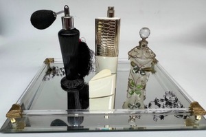 lot 122 image: Vintage Lot of PERFUMES & Mirrored Vanity Tray