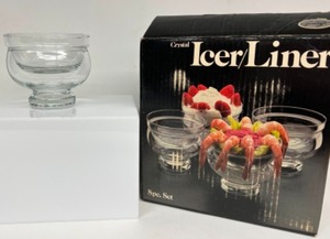 lot 140 image: 1980s Set of 4 Glass Ice Bowls & Liners