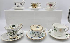 lot 170 image: 6 Collectible Tea Cups and Saucers Bone China