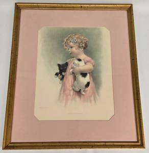 lot 179 image: Vintage Bessie Pease Gutmann Friendly Enemies Framed Print