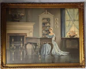 lot 224 image: Vintage M. DITLEF Framed Lithograph Song of Love