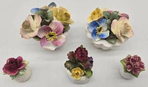 lot 234 image: Aynsley & Sanford Hand Painted Miniature Porcelain Flower Arrangements