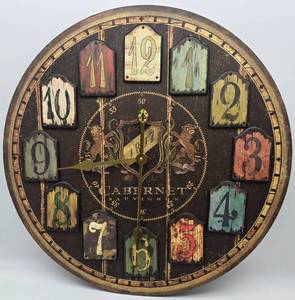 lot 235 image: 24 Cabernet Sauvignon Faux Wood Wall Clock