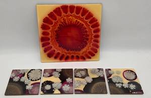 lot 271 image: JEANNE RHEA Clayboard Art Panel & 4 Coasters