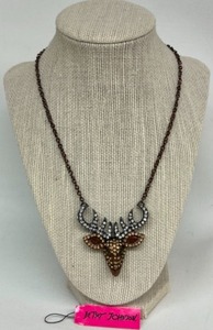 lot 200 image: BETSY JOHNSON Deer Head Swarovski Pave Deer Head Necklace Statement Piece