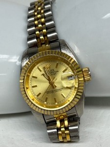 lot 204 image: Vintage Faux ROLEX Ladies Watch Gold & Silver Toned Metal SEE UPDATE