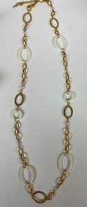 lot 210 image: Designer KJL Kenneth Jay Lane Lucite & Gold Tone Loop Chain NECKLACE