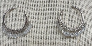 lot 249 image: New Sterling Silver and Swarovski Dangling Crystal Hoop EARRINGS