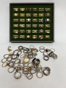 lot 250 image: Large collection of Ladies and Mens RINGS Fashion Jewelry Variety of sizes