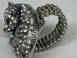 lot 257 image: Swarovski PAVE Crystal FOX Character RING Size adjustable