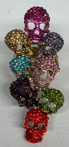 lot 258 image: Vintage Swarovski PAVE Crystal Multiple SKULLS Large Statement Piece Adjustable Sz