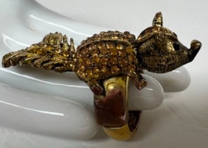 lot 264 image: Light Topaz Rhinestone Squirrel Ring