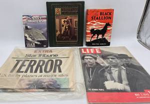 lot 298 image: Vintage Historic Life Magazine, Newspapers, & Books