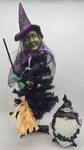 lot 341 image: Halloween Black Witch Tree & Gnome