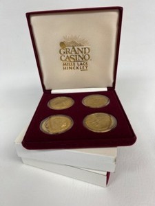 lot 354 image: Vintage 1994-1995 GRAND CASINO&nbspWildlife Series Gold Plated $5 Coins