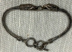 lot 315 image: 925 Sterling Silver EAGLES  FALCONS Holding a Ring BRACELET