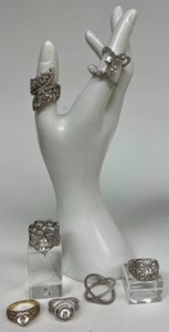 lot 316 image: 925 Sterling Silver Cubic Zirconia Diamond Rings Cocktail Rings