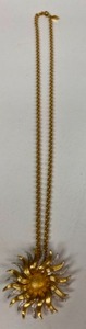 lot 305 image: KJL Kenneth Jay Lane Gold & Silvertone Clear Rhinestone Sunflower Pin Necklace