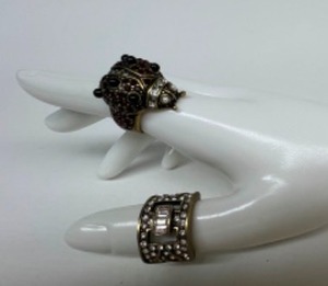 lot 318 image: Vintage HEIDI DAUS Designer Rings includes a Pave Ladybug & a Modern Crystal Ring