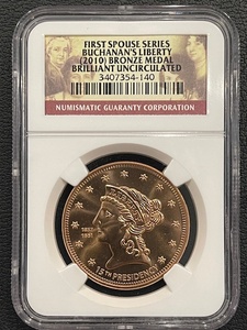 lot 23 image: 2010 First Spouse Series Bronze Medal NGC Brilliant Uncirculated