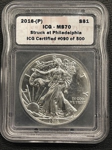 lot 27 image: 2016-P Silver Eagle ICG MS70 #90 of 500
