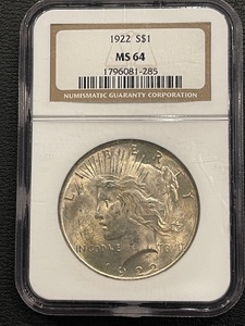 lot 29 image: 1922 Peace Dollar NGC MS64